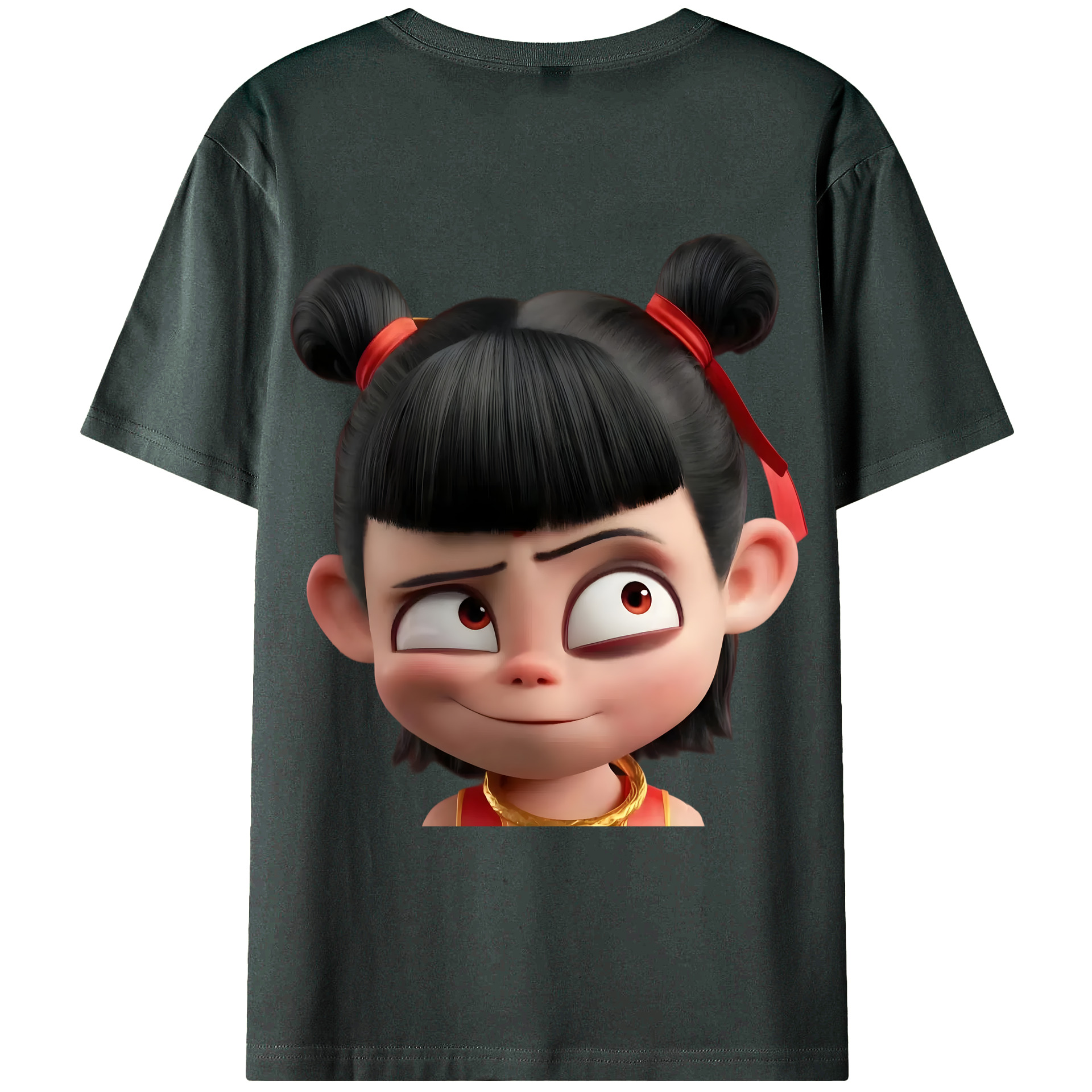 （画像用） Ne Zha 2 ナタ 魔童の大暴れ 綿100％ メンズ半袖Tシャツ（バックプリント） 通気性